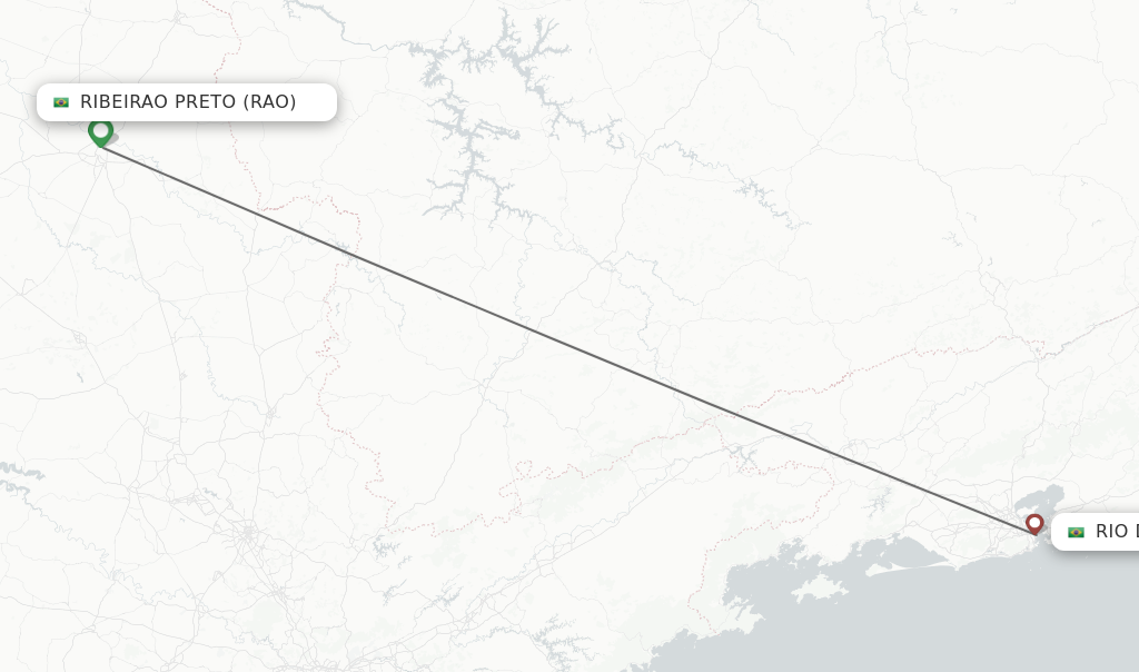Flights from Ribeirao Preto to Rio De Janeiro route map