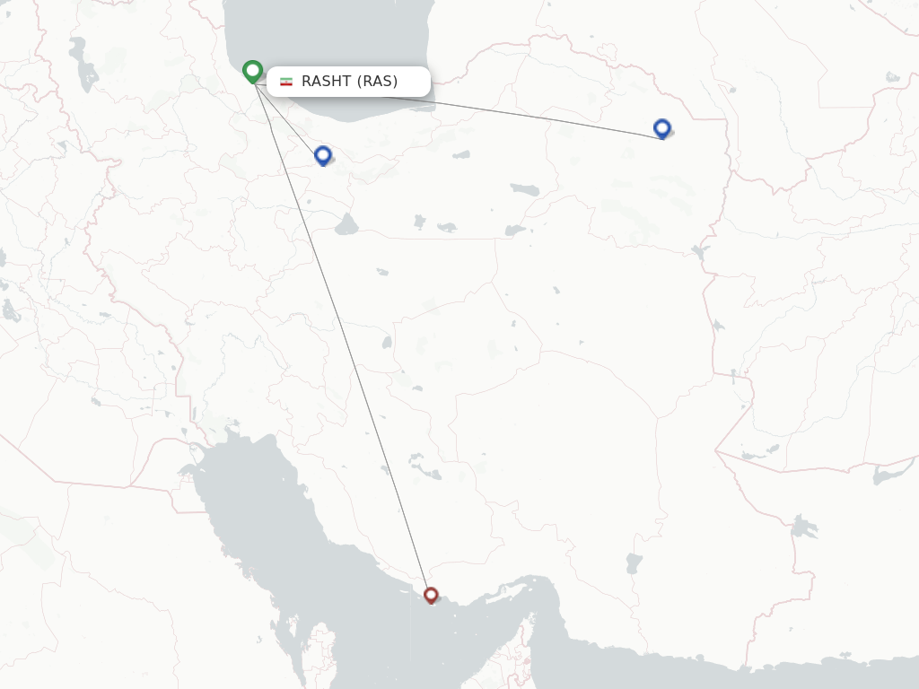 Flights from Rasht to Ahwaz route map