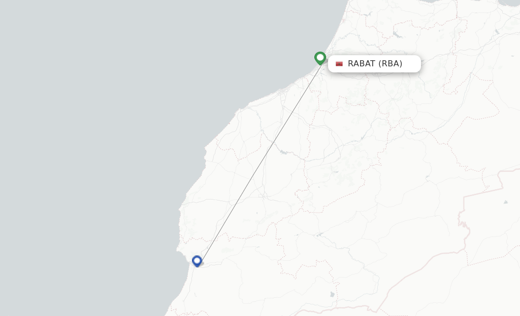 Route map with flights from Rabat with Air Arabia Maroc