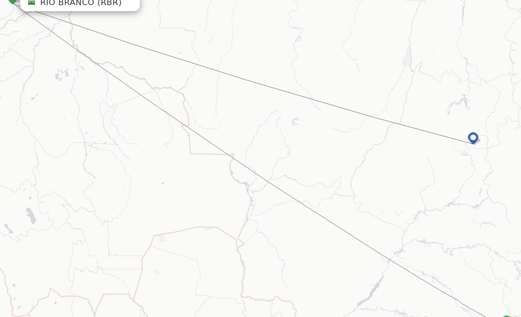 Route map with flights from Rio Branco with LATAM
