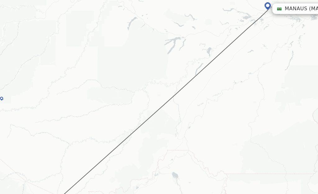Flights from Rio Branco to Manaus route map