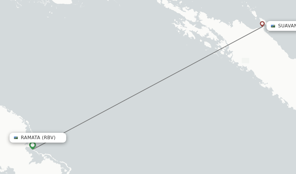 Flights from Suavanao to Ramata route map