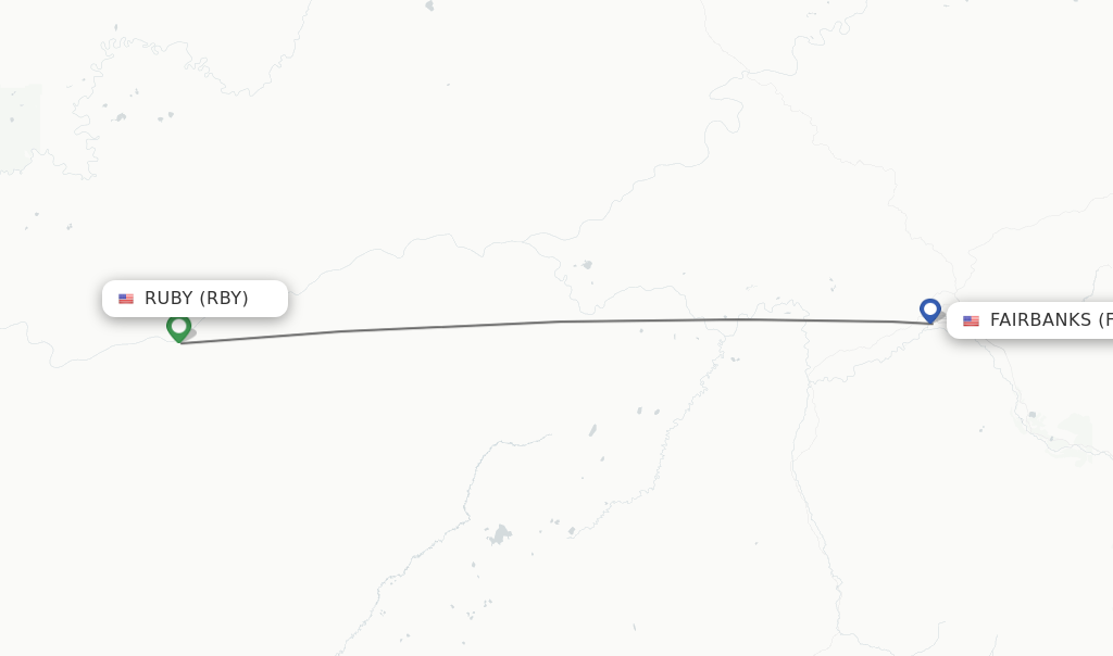 Flights from Ruby to Fairbanks route map