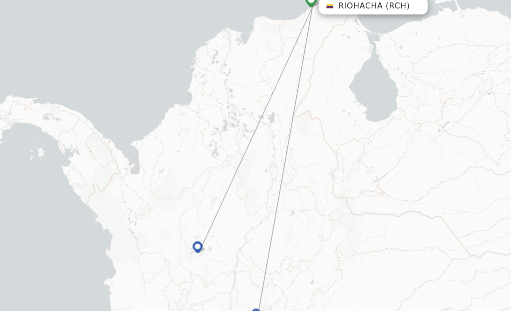Route map with flights from Riohacha with AVIANCA