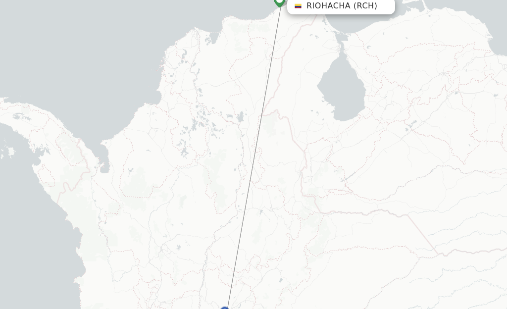 Route map with flights from Riohacha with 