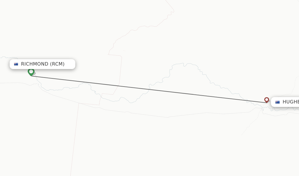 Flights from Richmond to Hughenden route map