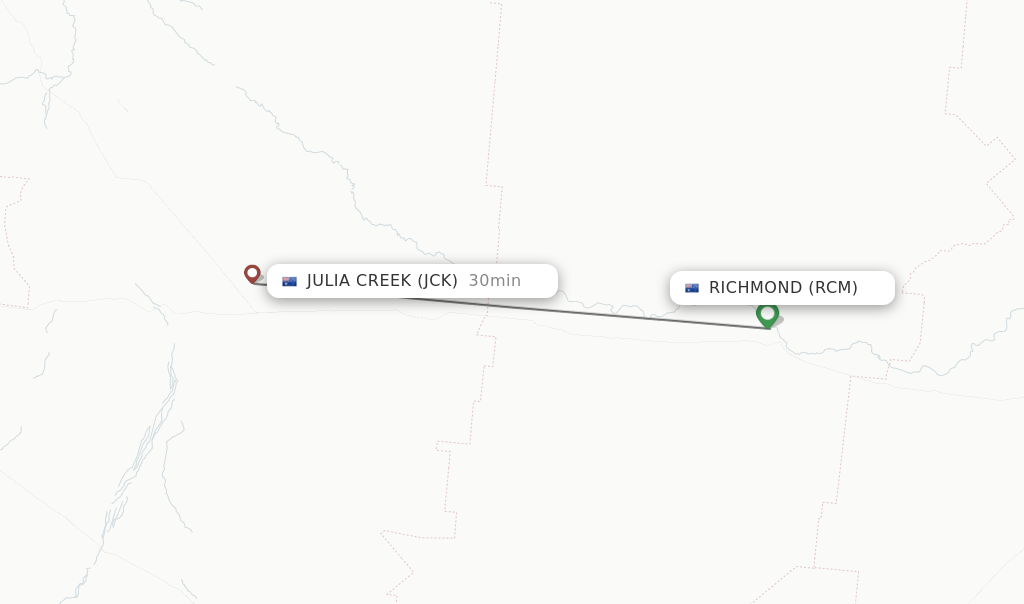 Flights from Richmond to Julia Creek route map