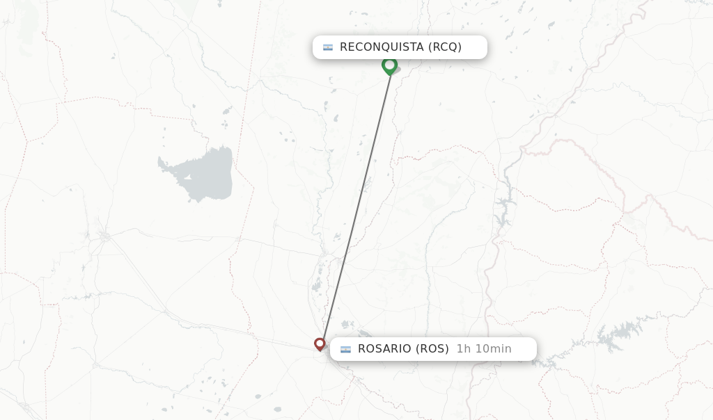 Flights from Rosario to Reconquista route map
