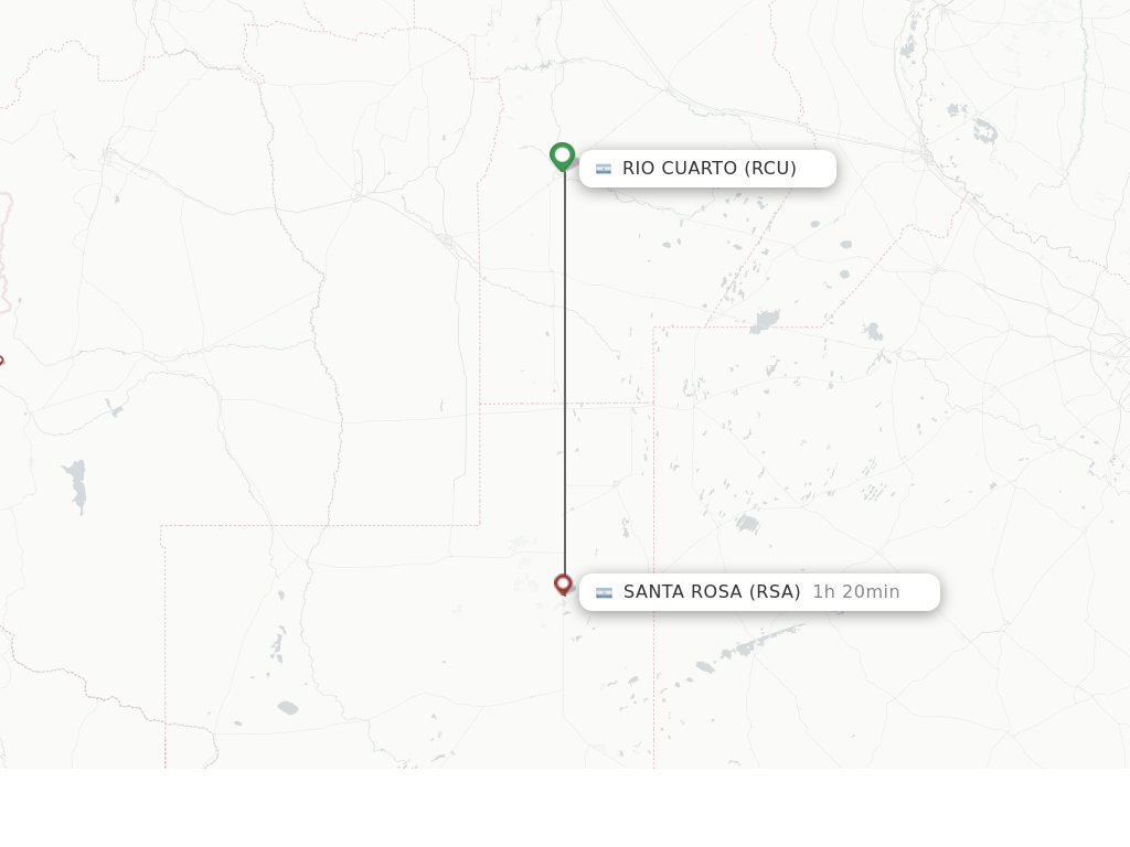 Flights from Rio Cuarto to Santa Rosa route map