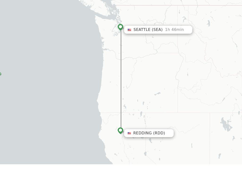 Flights from Redding to Seattle route map