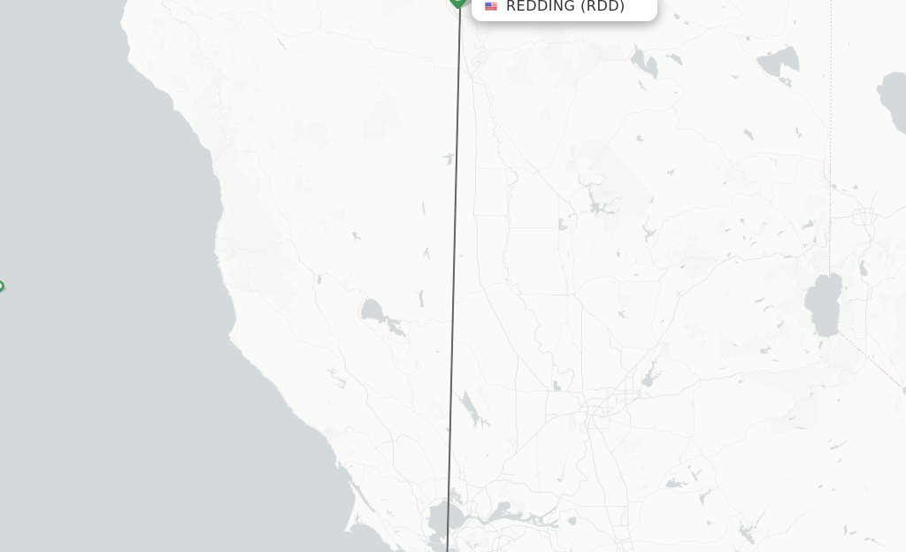 Flights from Redding to San Francisco route map