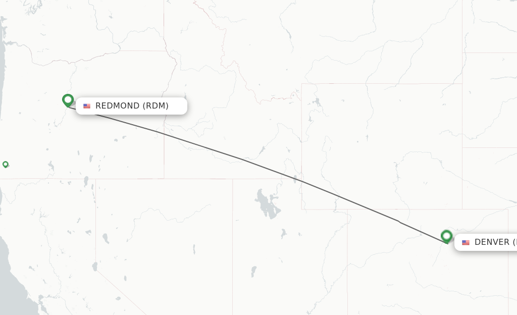 Flights from Redmond to Denver route map