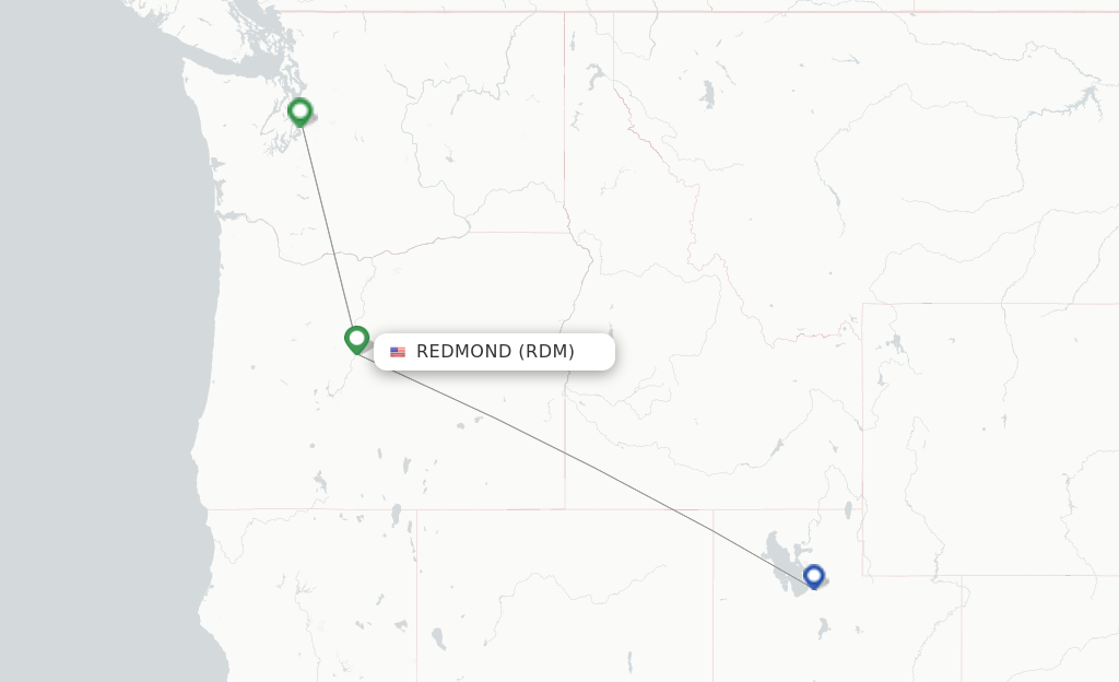 Route map with flights from Redmond with Delta
