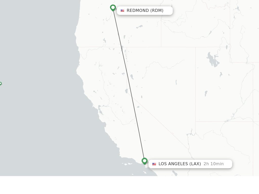 Flights from Redmond to Los Angeles route map