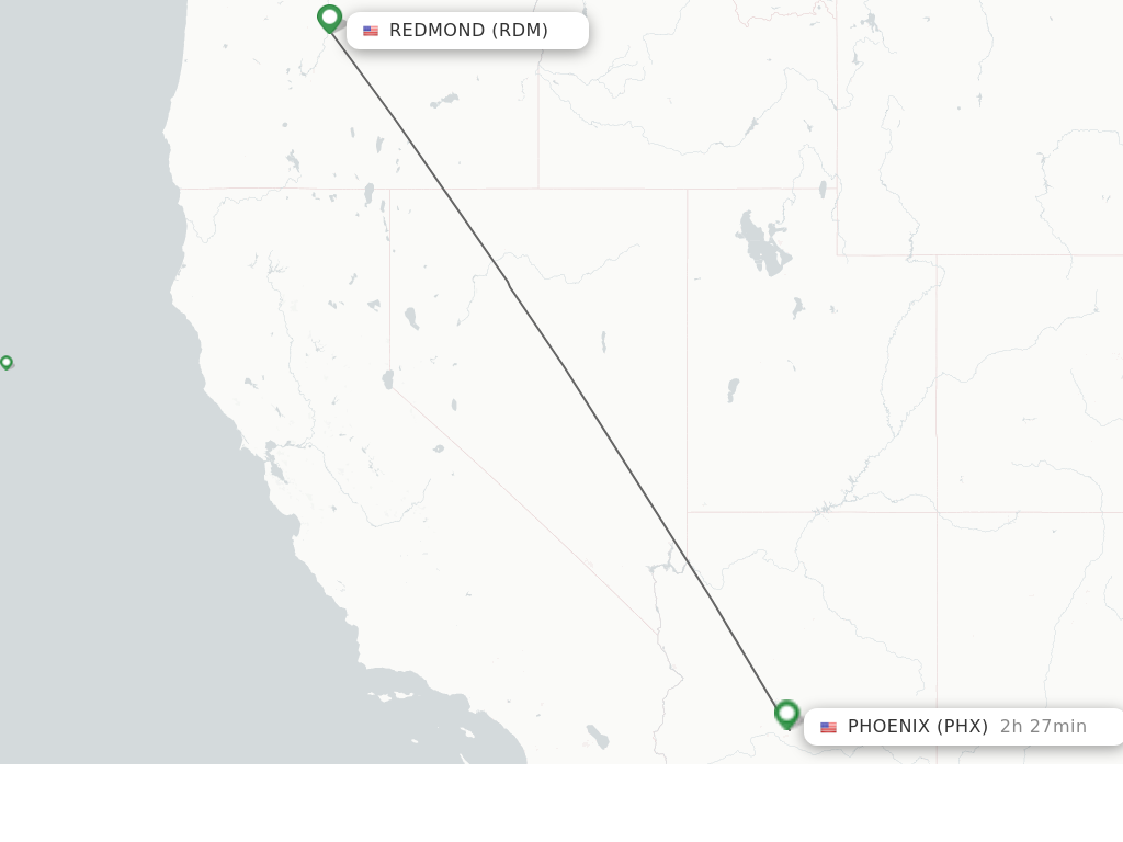 Flights from Redmond to Phoenix route map