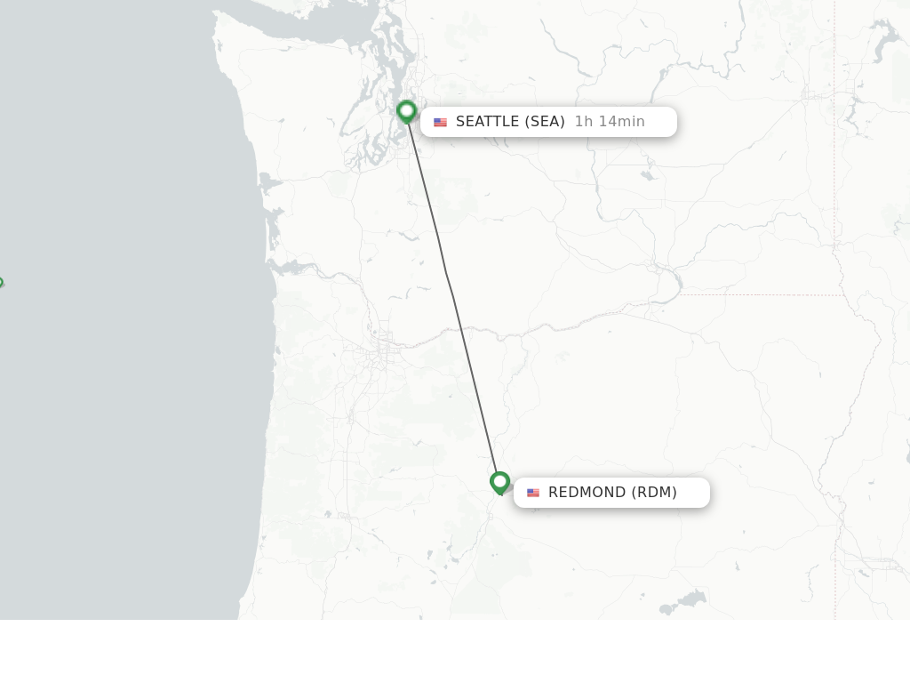 Flights from Redmond to Seattle route map