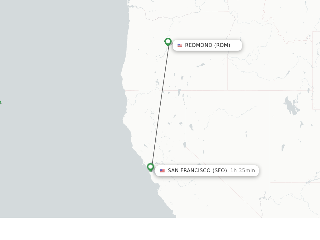 Flights from Redmond to San Francisco route map