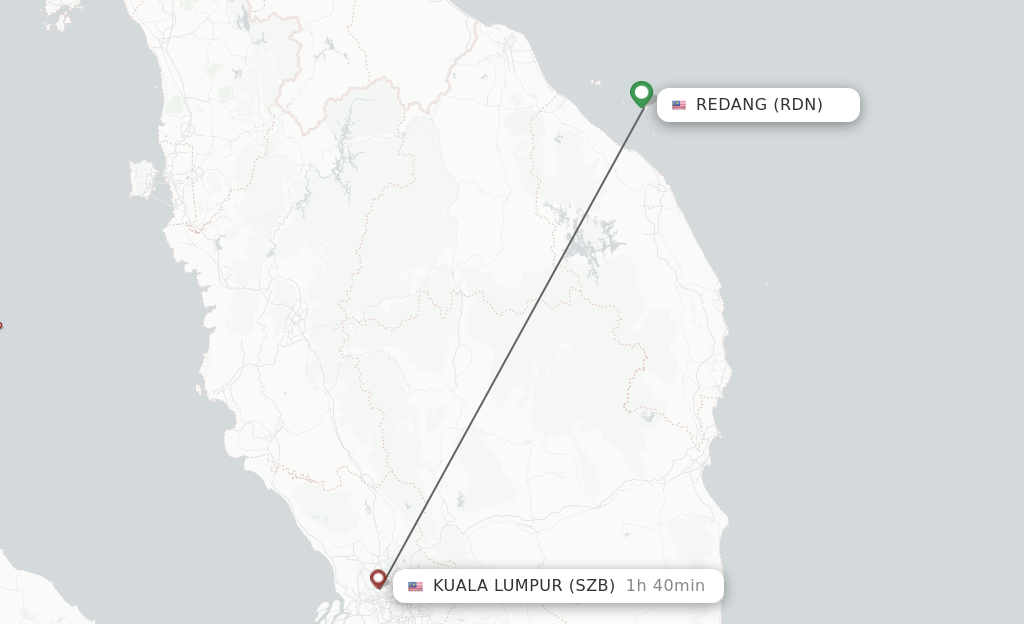 Flights from Redang to Kuala Lumpur route map