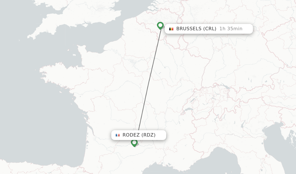 Flights from Rodez to Brussels route map