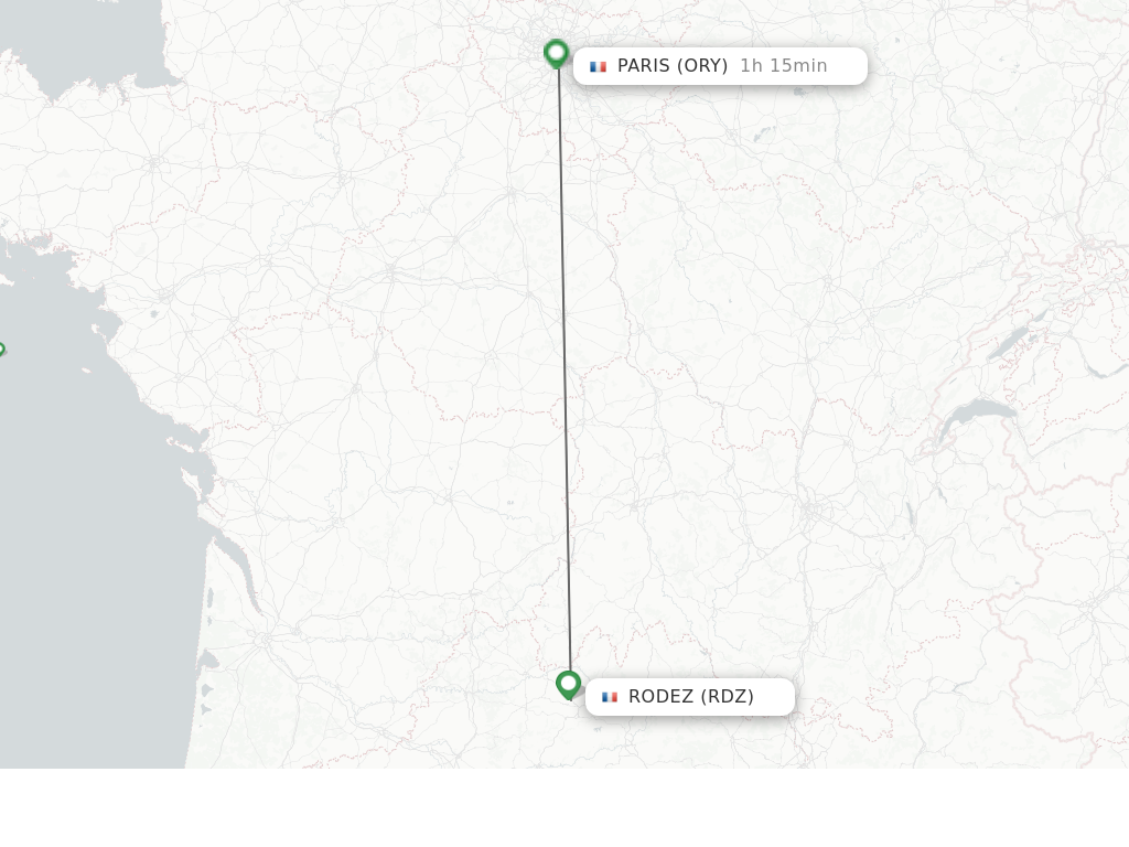 Flights from Rodez to Paris route map