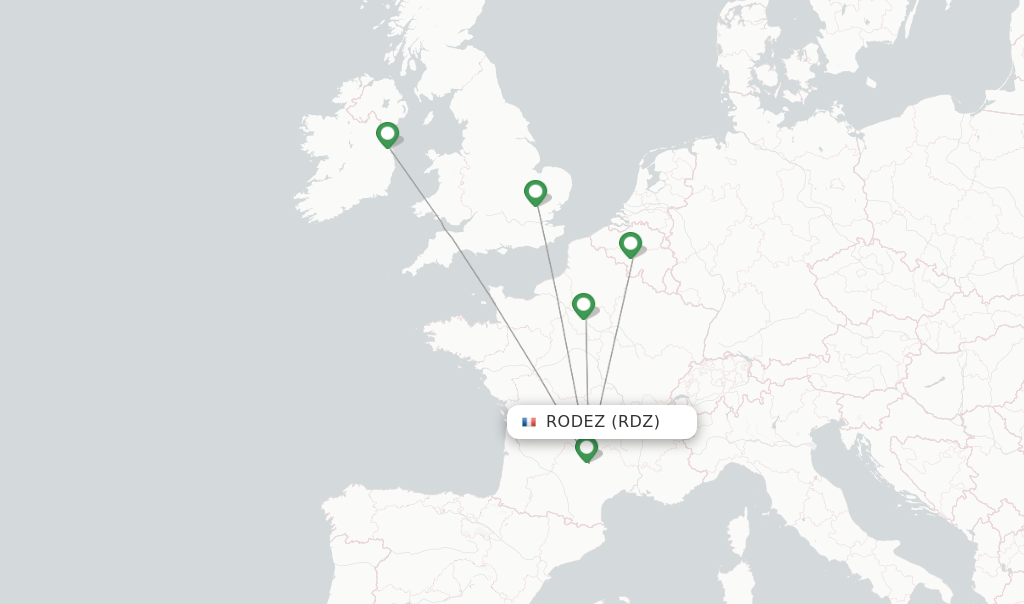 Flights from Rodez to Porto route map