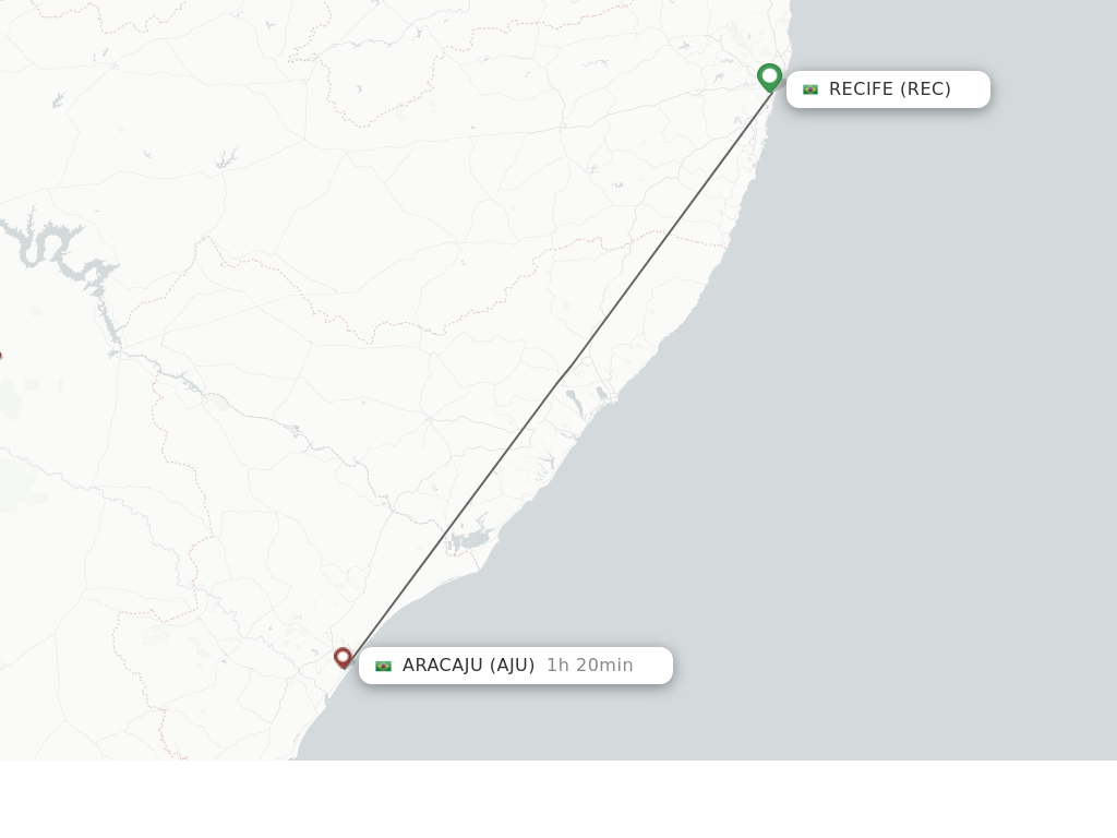 Flights from Recife to Aracaju route map