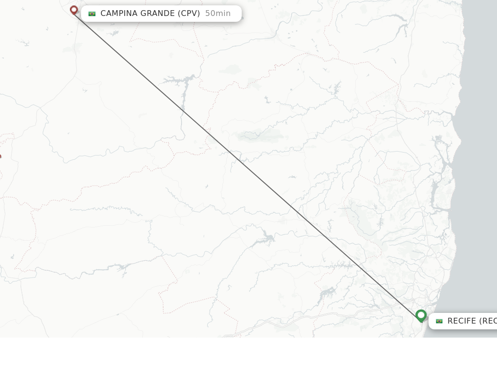 Flights from Recife to Campina Grande route map