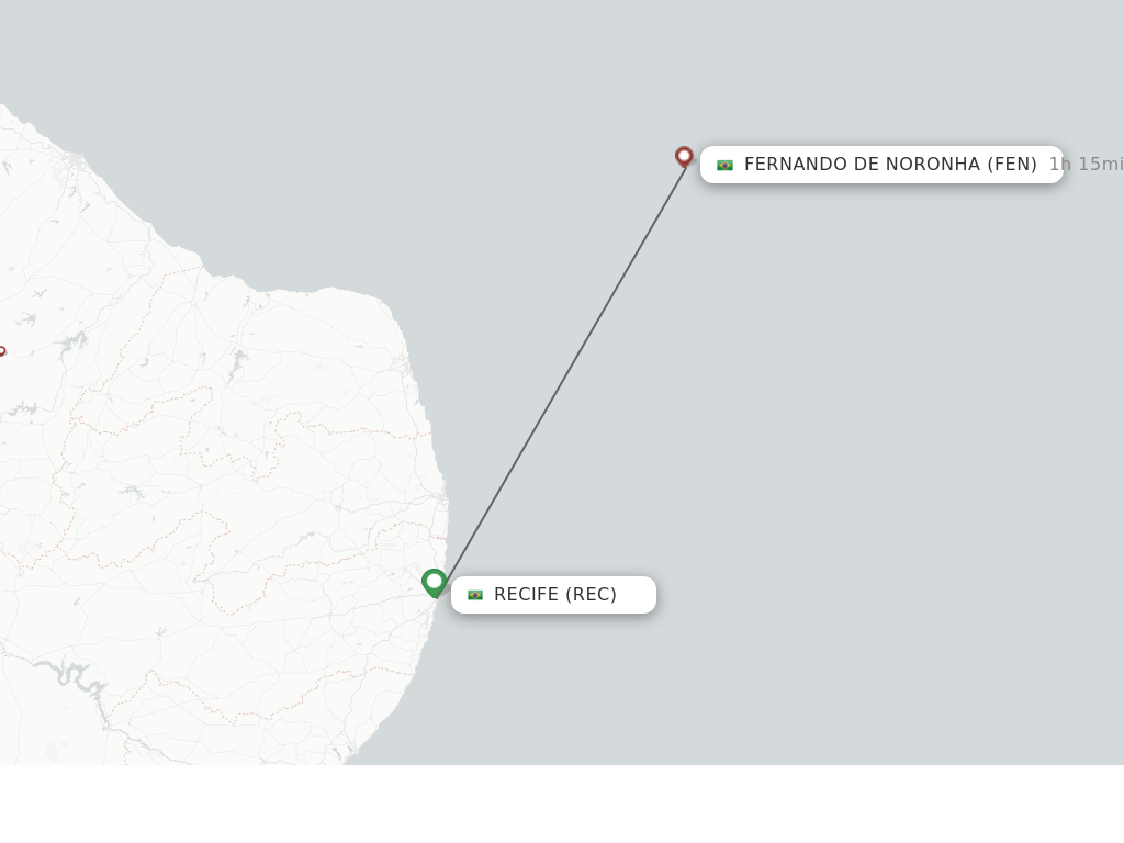 Flights from Recife to Fernando De Noronha route map
