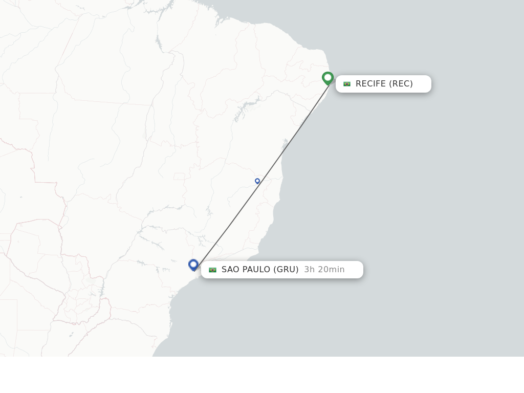 Flights from Recife to Sao Paulo route map