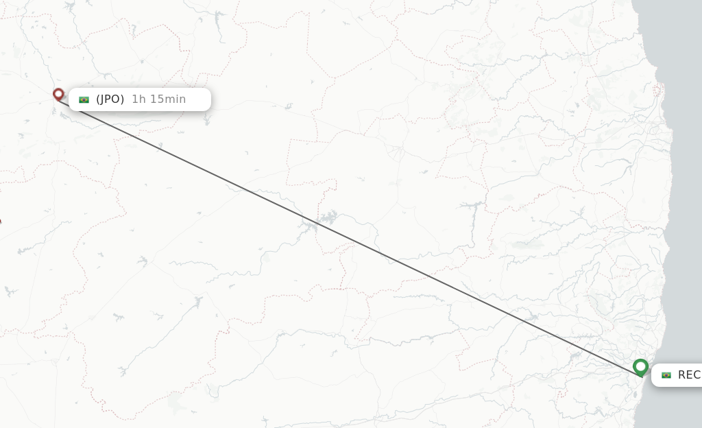 Flights from Recife to Patos de Paraiba route map