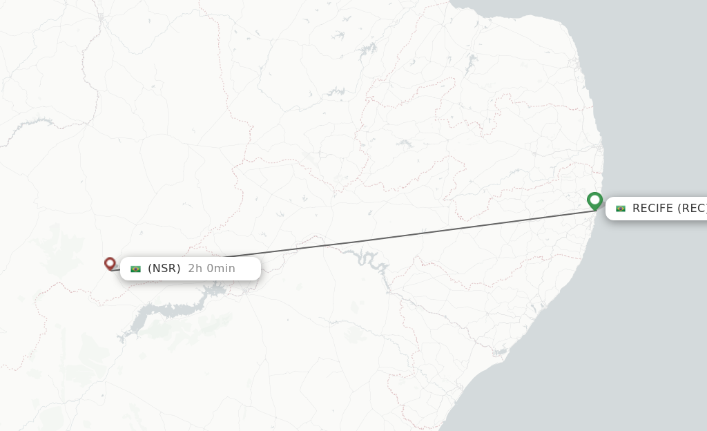 Flights from Recife to Serra da Capivara route map