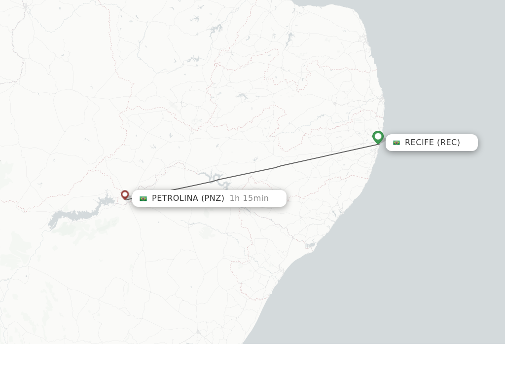Flights from Recife to Petrolina route map