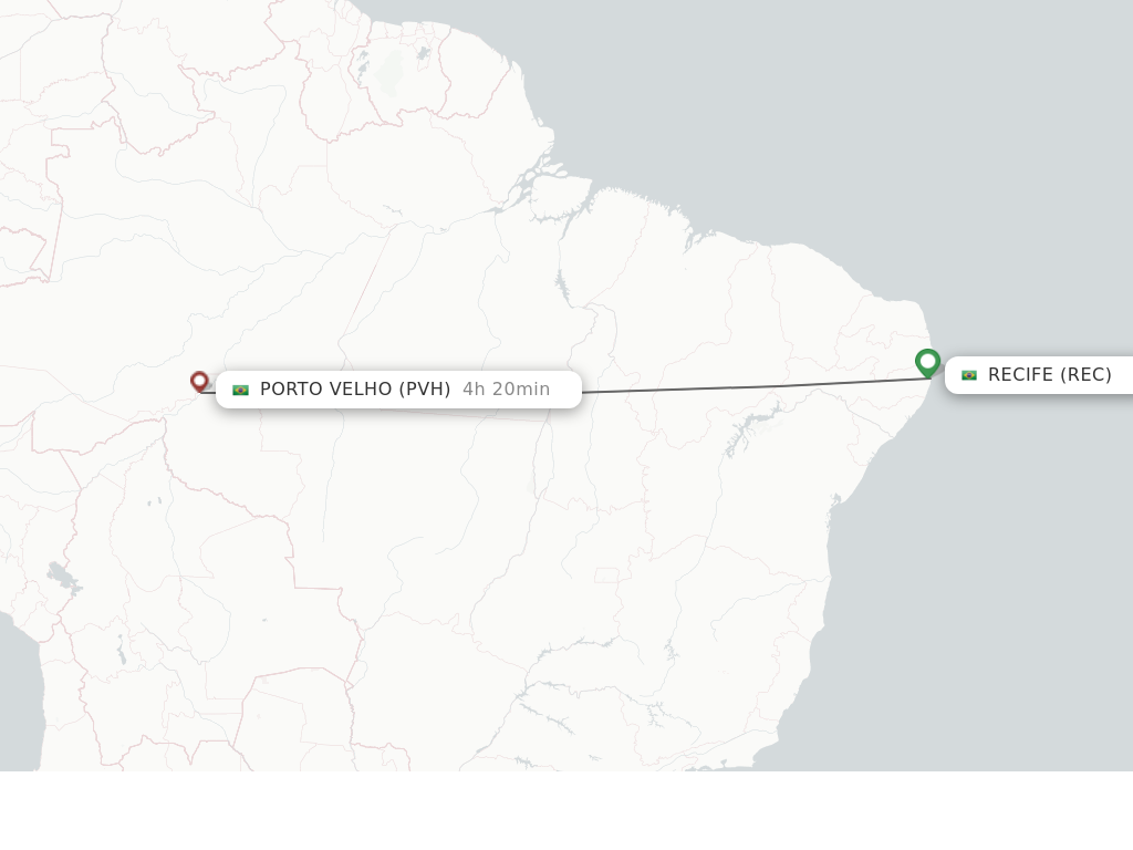 Flights from Recife to Porto Velho route map