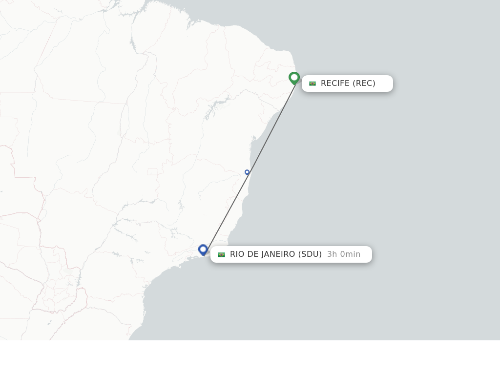 Flights from Recife to Rio De Janeiro route map