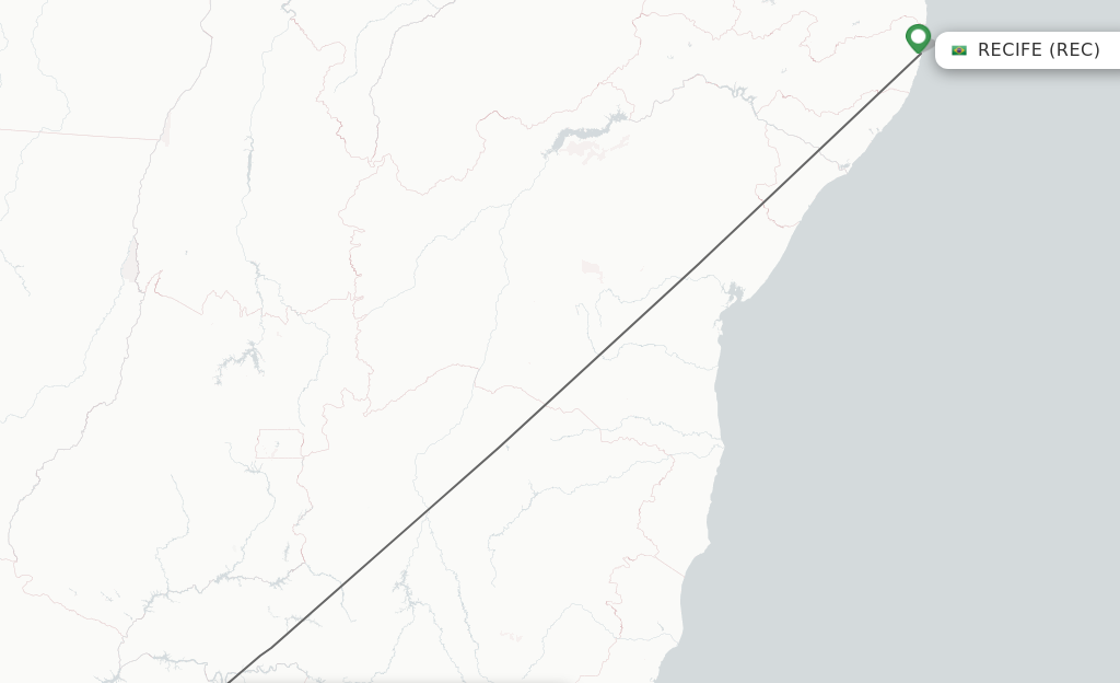 Flights from Recife to Sao Jose Do Rio Preto route map