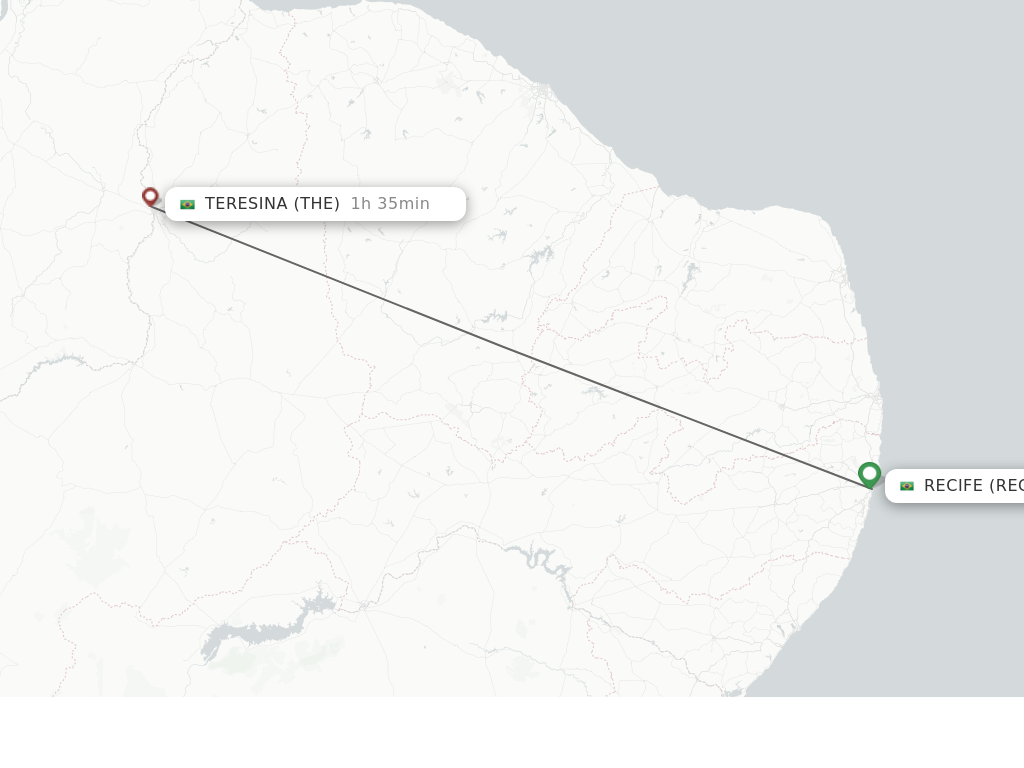 Flights from Recife to Teresina route map