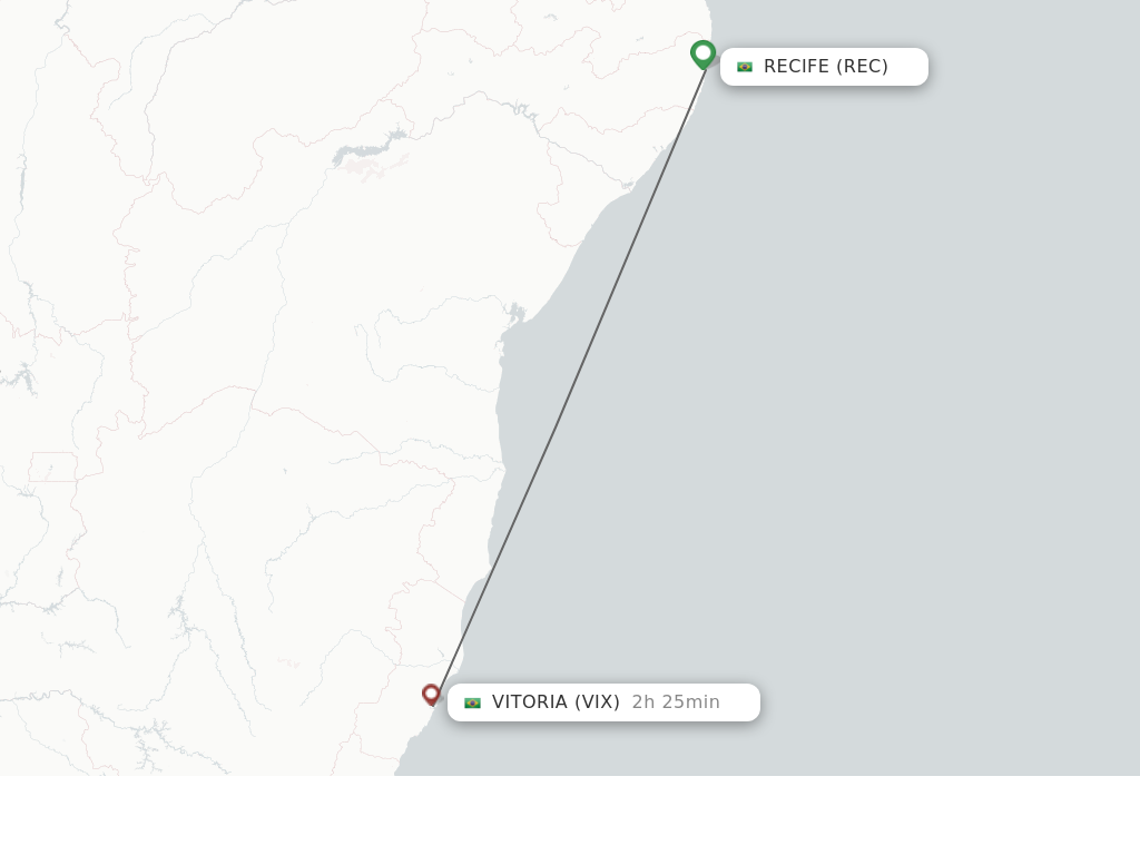 Flights from Recife to Vitoria route map