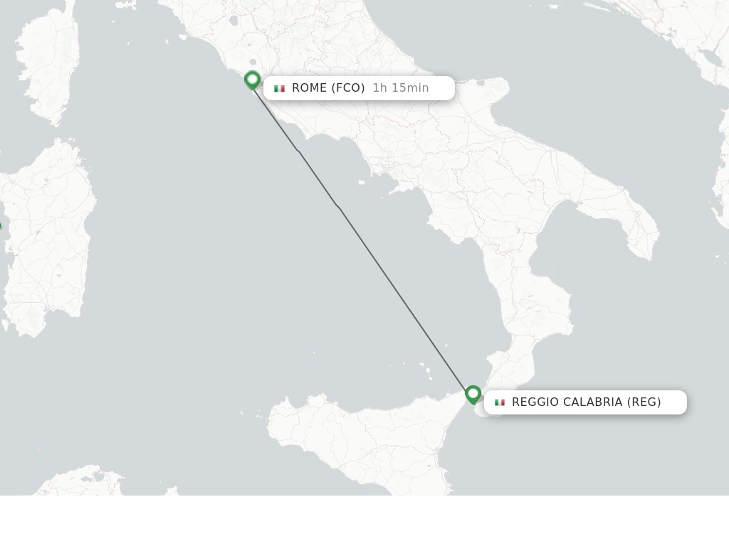 Flights from Reggio Calabria to Rome route map