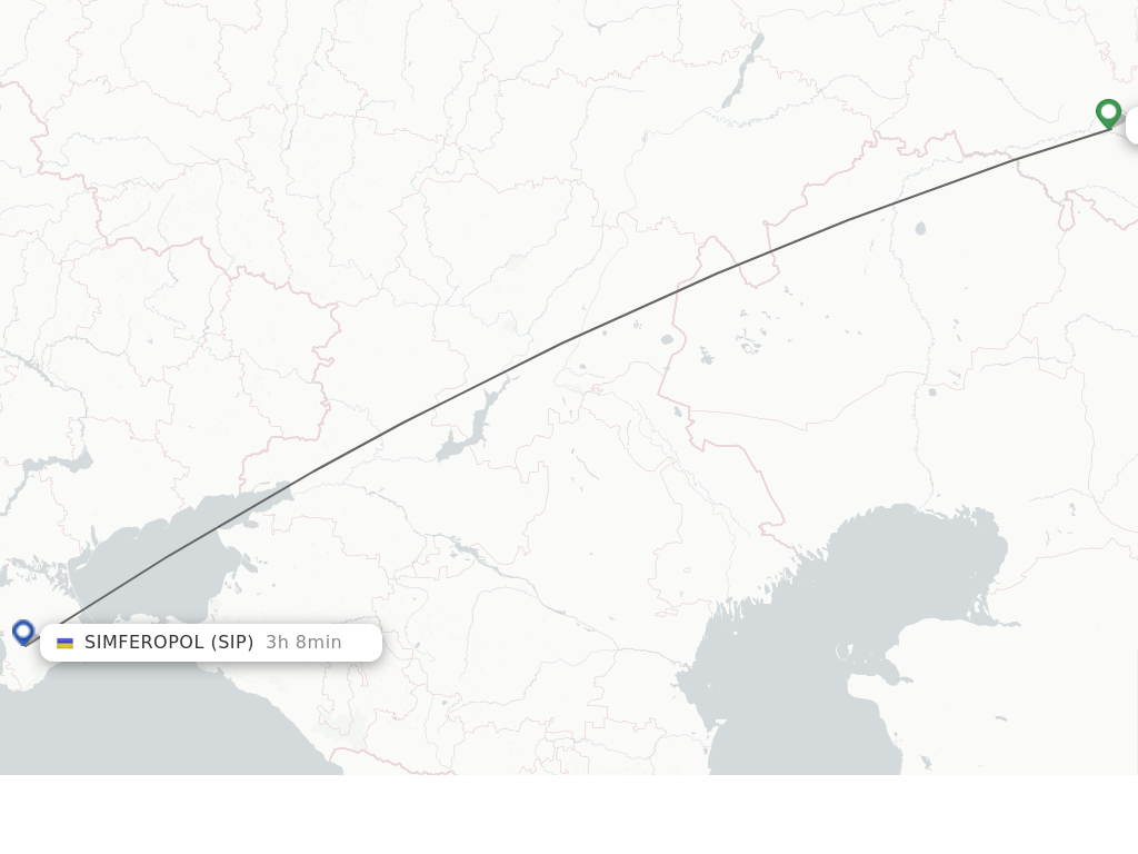 Flights from Orenburg to Simferopol route map
