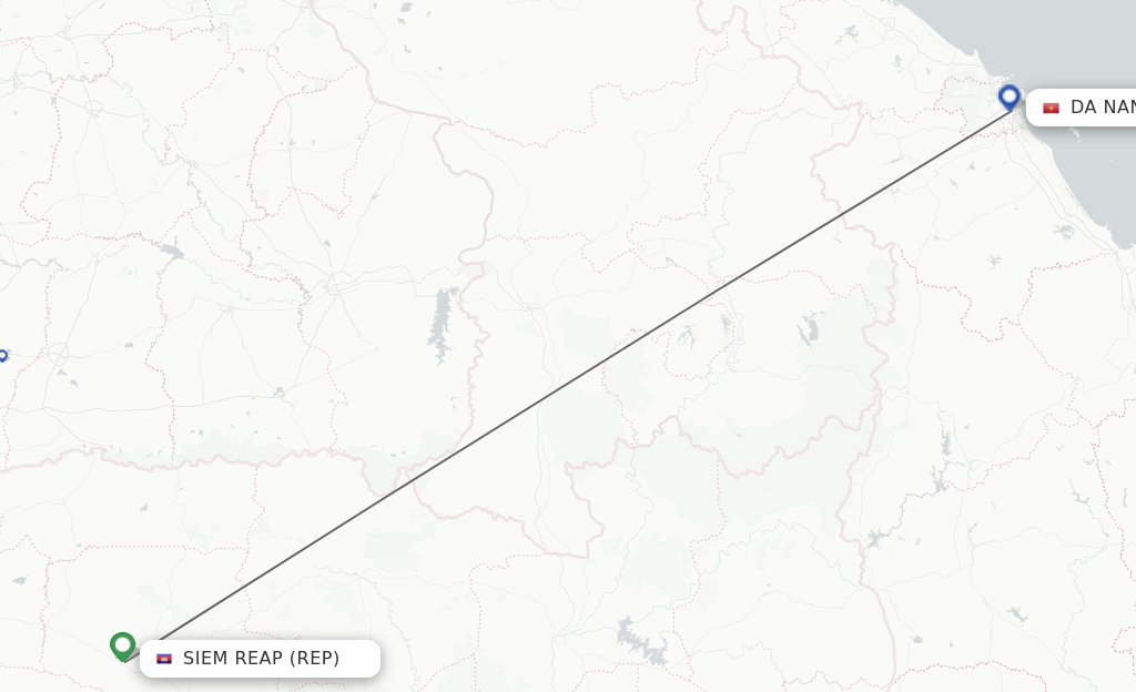 Flights from Siem Reap to Da Nang route map