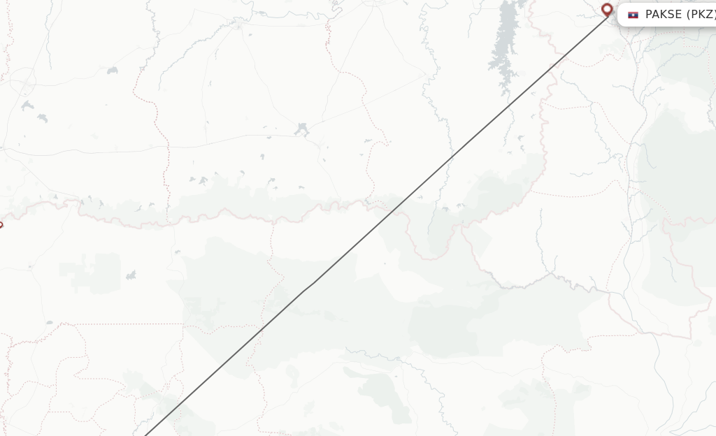 Flights from Siem Reap to Pakse route map