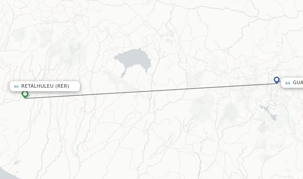 Flights from Retalhuleu to Guatemala City route map