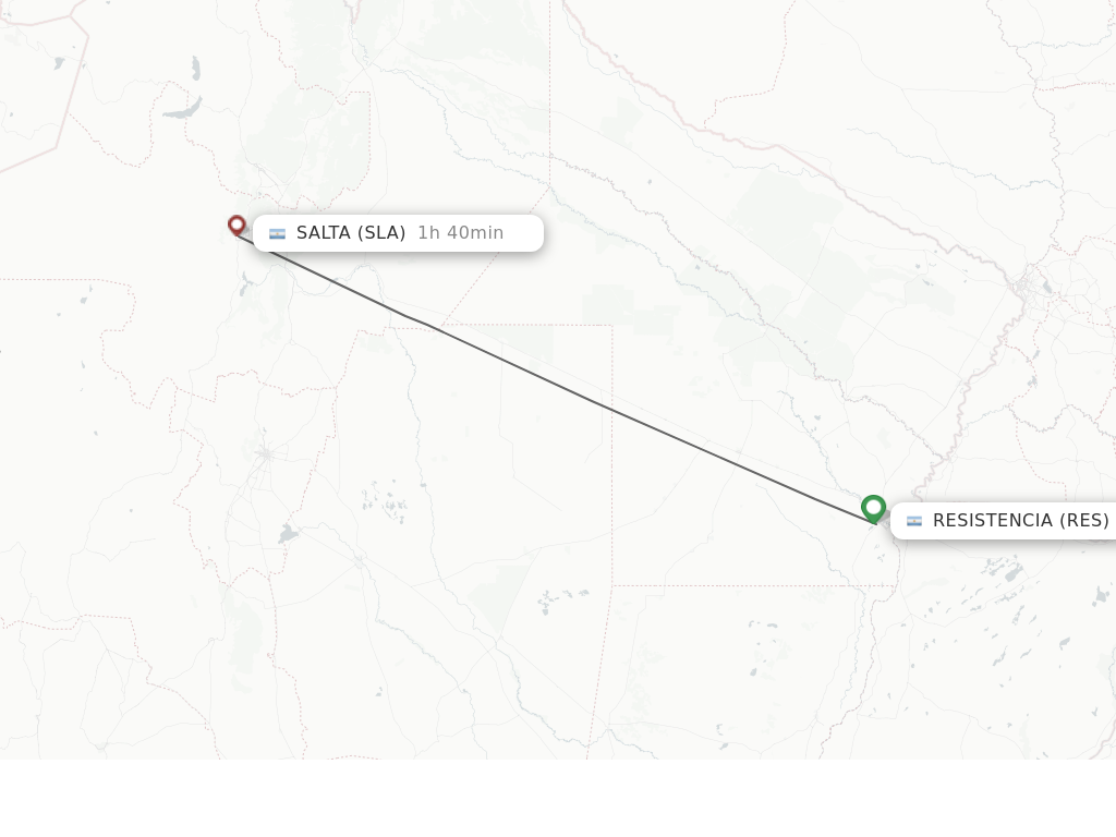 Flights from Resistencia to Salta route map