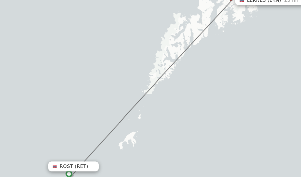 Flights from Rost to Leknes route map