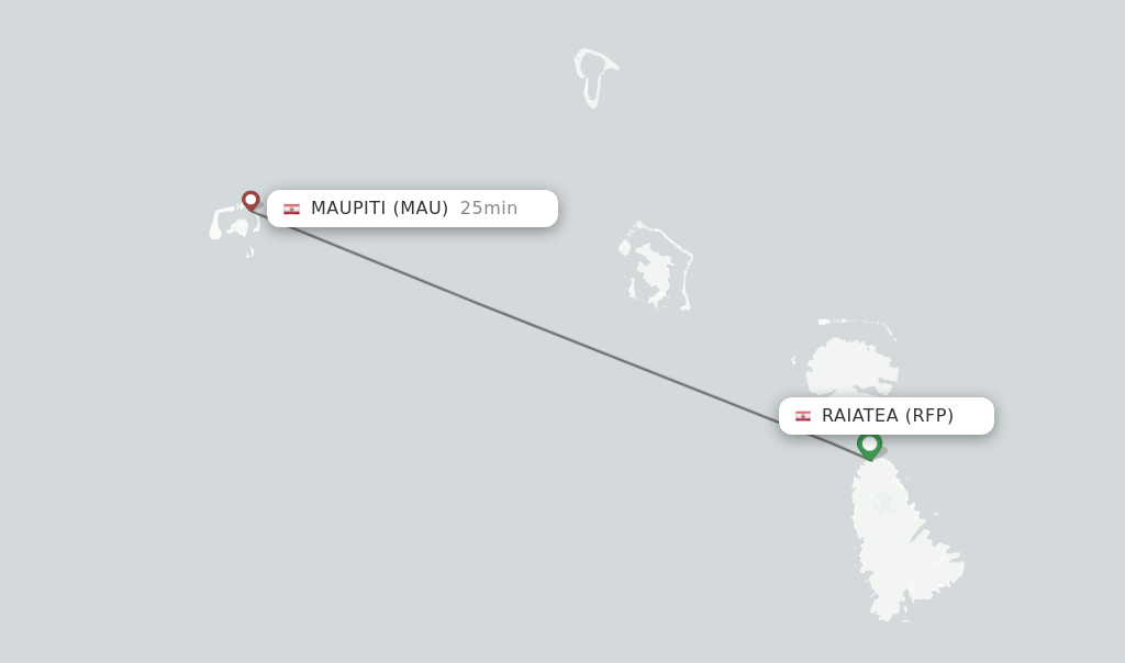 Flights from Raiatea to Maupiti route map