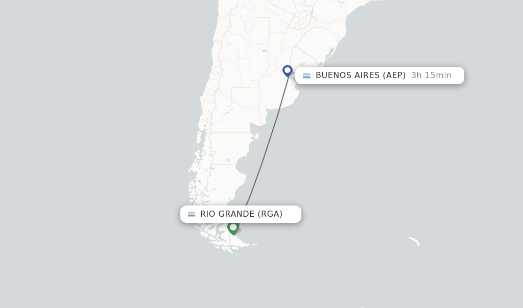 Flights from Rio Grande to Buenos Aires route map