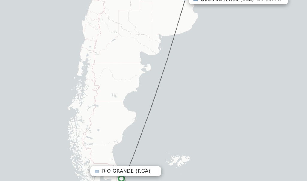 Flights from Rio Grande to Buenos Aires route map