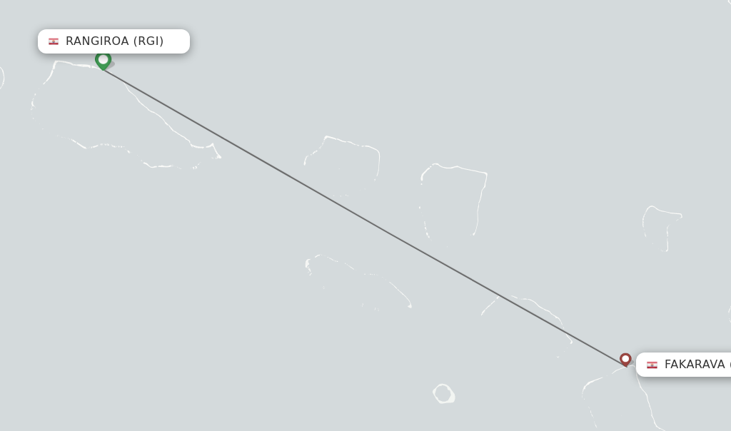 Flights from Rangiroa to Fakarava route map