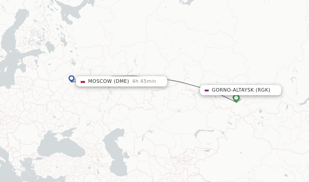 Flights from Gorno-Altaysk to Moscow route map