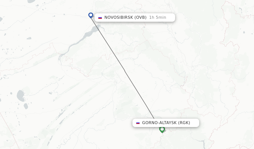 Flights from Gorno-Altaysk to Novosibirsk route map